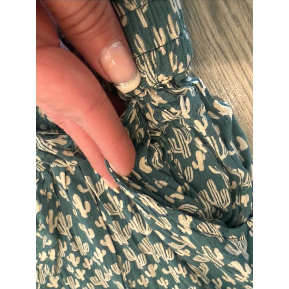 Angie Teal Cactus Print High Waist Shorts - Picture 5 of 6